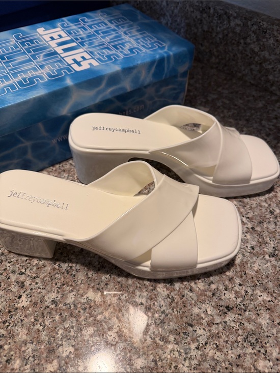 Jeffrey Campbell Shoes - Jeffrey Campbell Bubblegum Cream Shiny Jellies Crisscross Mules NIB Size 8